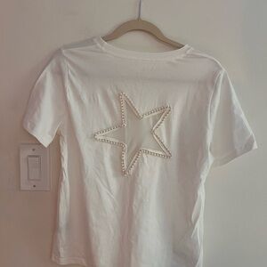 Elegant White Star Embellished Tee